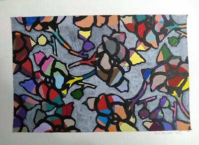 ORIGINAL 'UNIKAT' ACRYL 'Sumpfrose' A4 GEMÄLDE von S.L.Lennox 2013 - SALE!!!