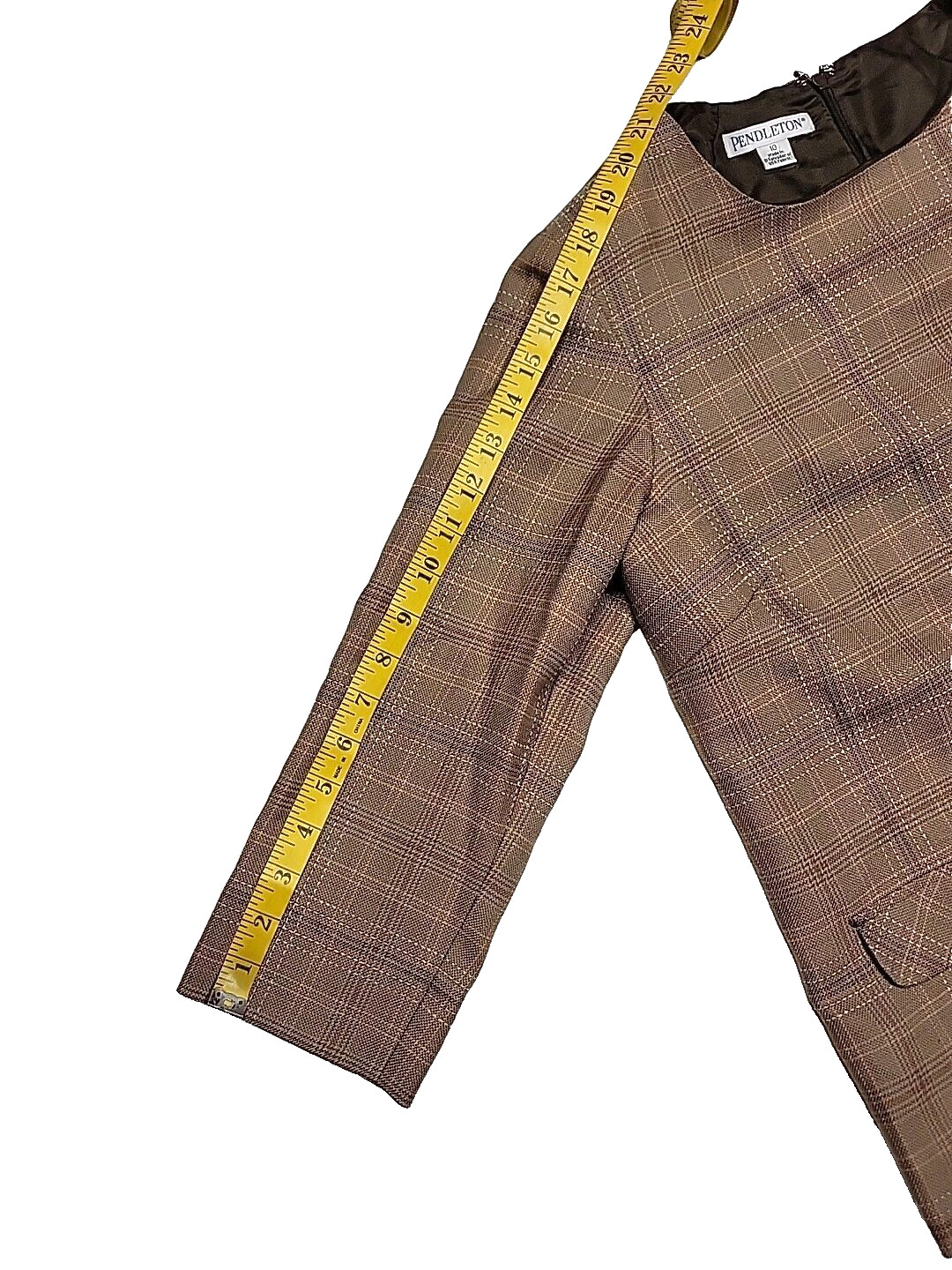 Pendleton Lined Wool Blend Brown Pullover Checkbo… - image 6