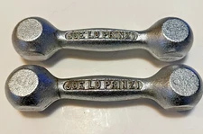 Vintage JOE LO PRINZI - LADY BELL 2 1/2 Pound Dumbbells Pair CAST IRON Weights