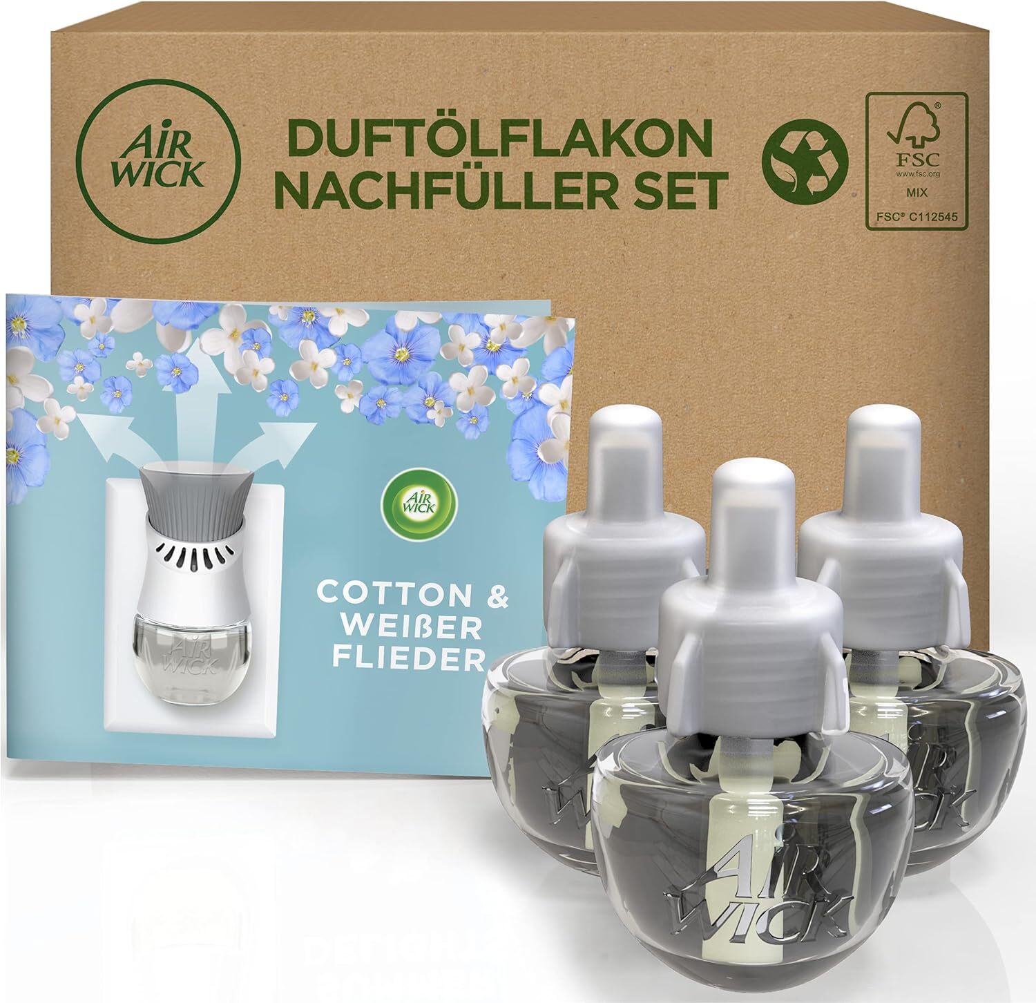 Airwick 3 Ricariche per Diffusore Elettrico di Oli Essenziali, Fragranza Puro Li