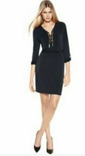 Michael Kors SIZE XS Lace-Up Belted Shirtdress (Navy) Beautiful and classy!!