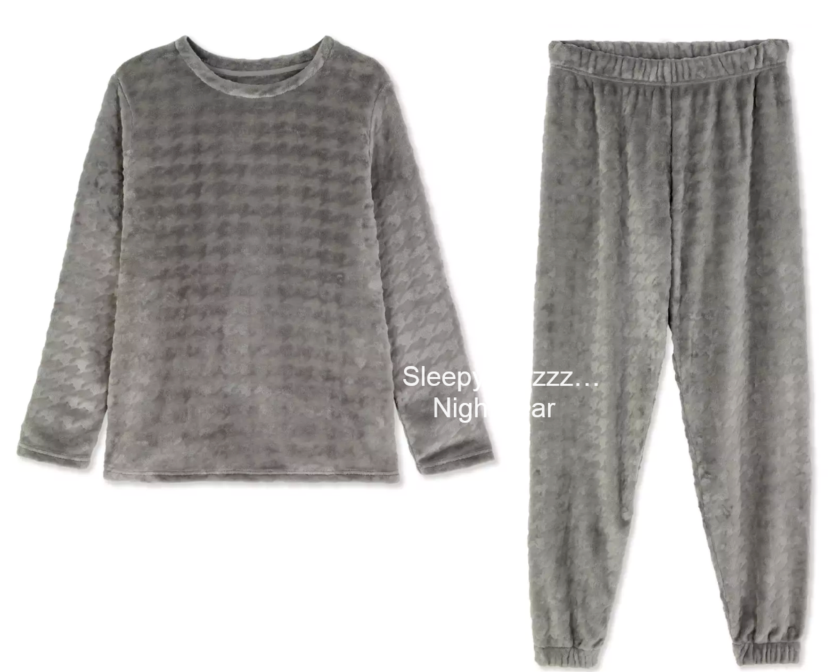 Ladies Grey Fleece Pyjamas Women to 20 Winter Warm Soft Cosy Nightwear  Primark