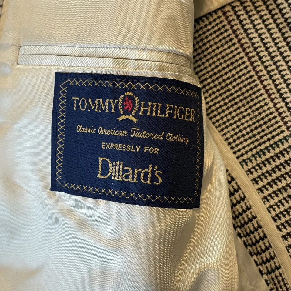 Vtg Tommy Hilfiger USA Made 46R Glenn Check Mens Blazer Sport Coat Jacket - Image 4 of 4