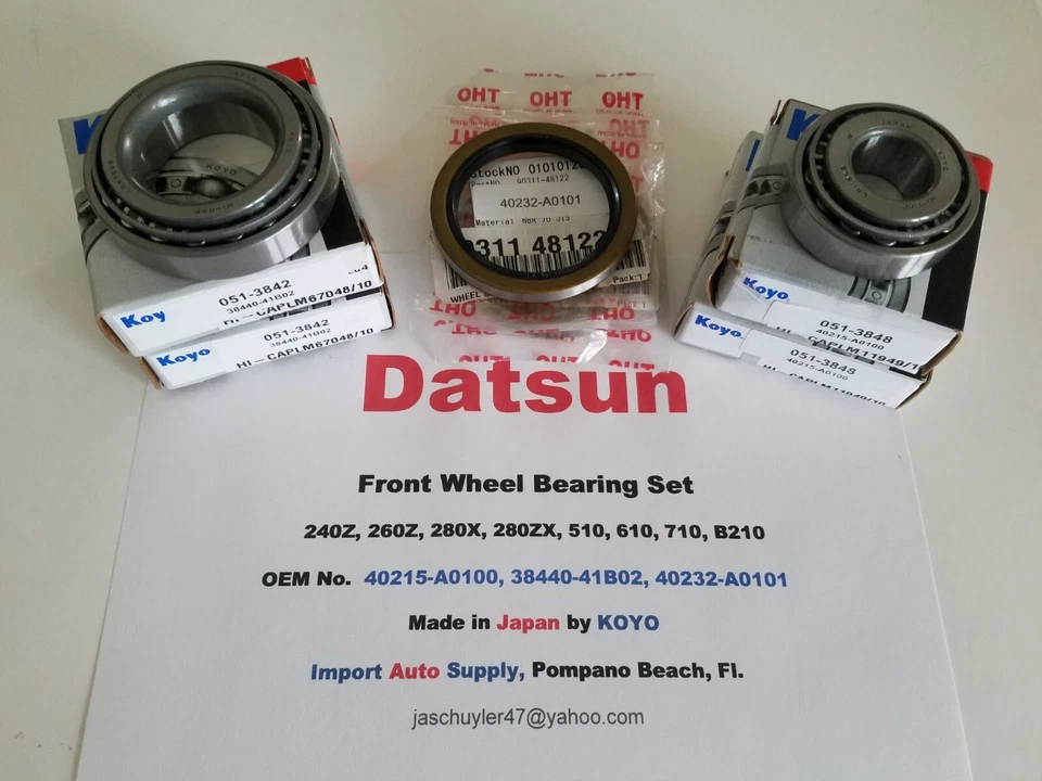 Front Wheel Bearing Kit fits Datsun 240Z 260Z 280Z 280ZX, 510 610 710 B210 (KOYO - Image 3 of 4