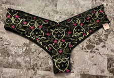 NWT VICTORIA'S SECRET M SNAKE APPLE SATIN SMOOTH STRAPPY HIGH LEG CHEEKY PANTIES