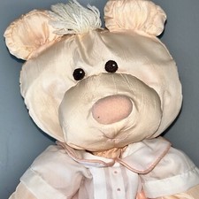 Fisher Price Vintage 1986 PUFFALUMP Orange Peach Bear Cub 8006 W/ Outfit 17"