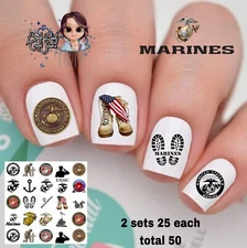 Marines Waterslide Nail Art Decals Set Of 50  Instructions & Bonus