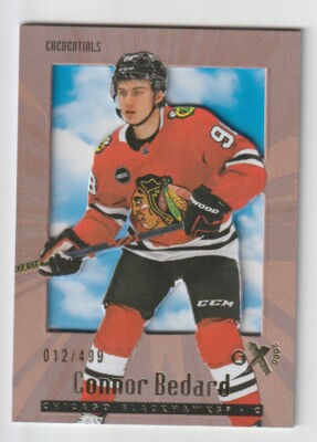 2023-24 E-X2000 #109 Connor Bedard Credentials 012/499 RC