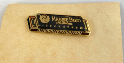Marine Band Harmonica PIN - M Hohner - 1.25'' - Vintage 90s
