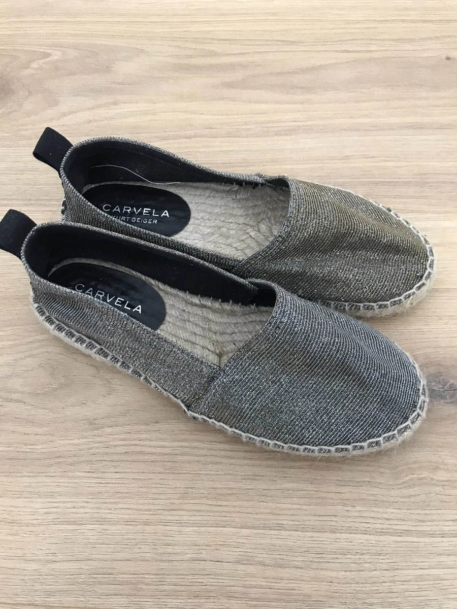 Carvela Kurt Geiger Espadrilles Shoe Flats Silver Holographic Metallic UK 3 36