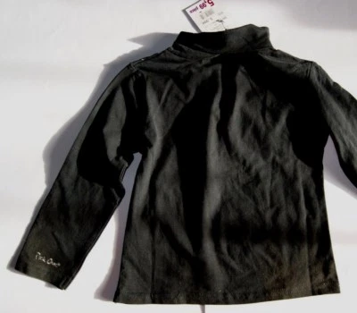 SOUS PULL col roulé NOIR 4 FILLE ENFANT NEUF SMOCK SUR LE DEVANT BRODERIE MANCHE - Photo 1/2