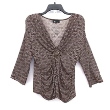 AB Studio Womens Blouse Size XL Black V Neck Pullover