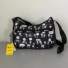 Lesportsac Snoopy Black Classic Hobo Bag NWT