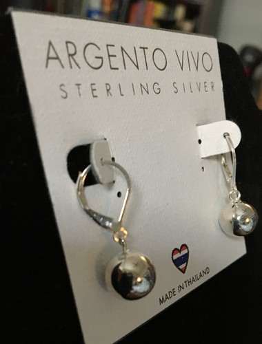 Argento Vivo Sterling Silver Dangle Pierced Earrings Leverback Closure NEW - Picture 2 of 2