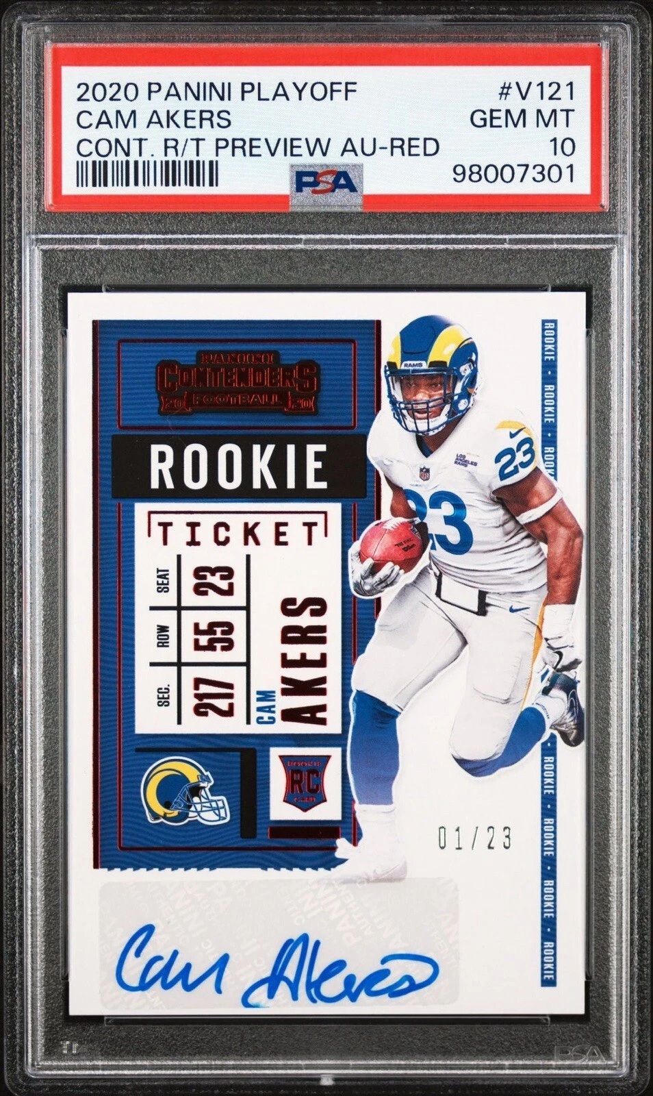 Cam Akers Panini Playoff Contenders Rookie Ticket Preview Autographs #V121 Red