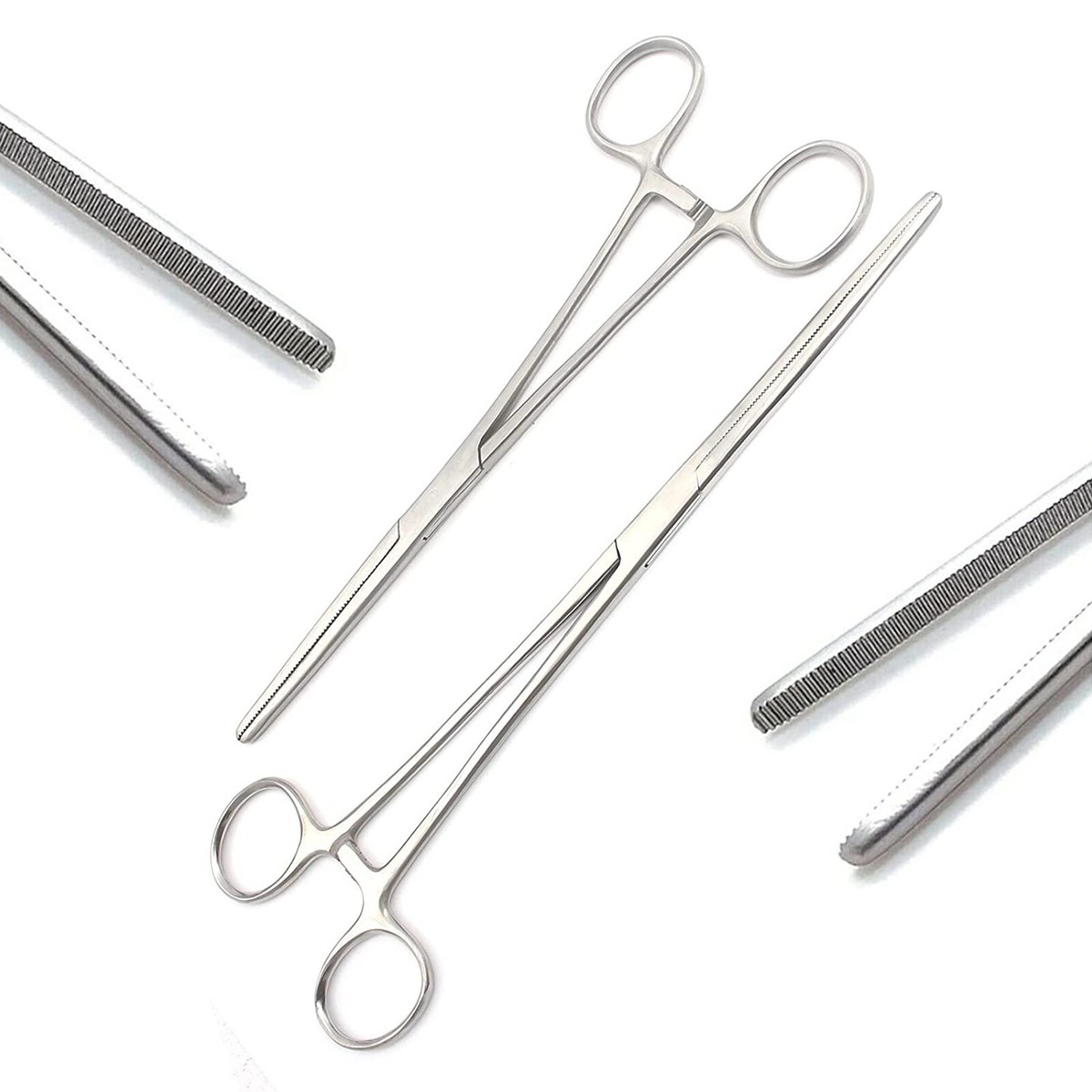 New 2pc Set 8" + 12" Straight Hemostat Forceps Locking Clamps