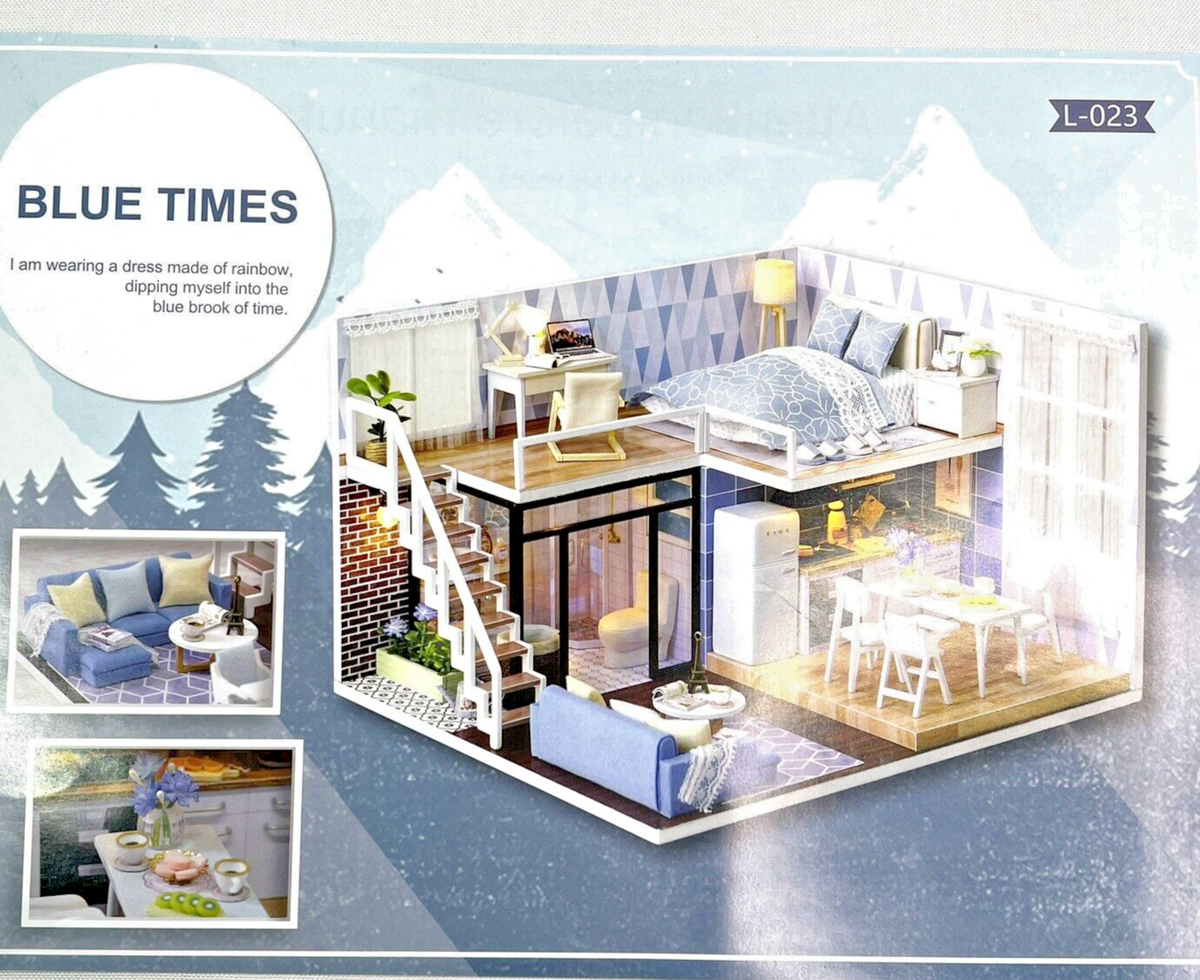 CuteBee DIY Dollhouse Kit Blue Times Masonite Type Handmade Set L