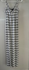 Vanity Gray and White Striped Maxi Dress -Small