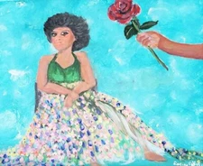 Original Art Painting,2xPaintings, Acrylic, Regin DeVal, Unforgiven Rose/Unforgi