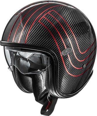 Premier Motorrad Jethelm Vintage Platinum Ed. Carbon EX Red Chromed