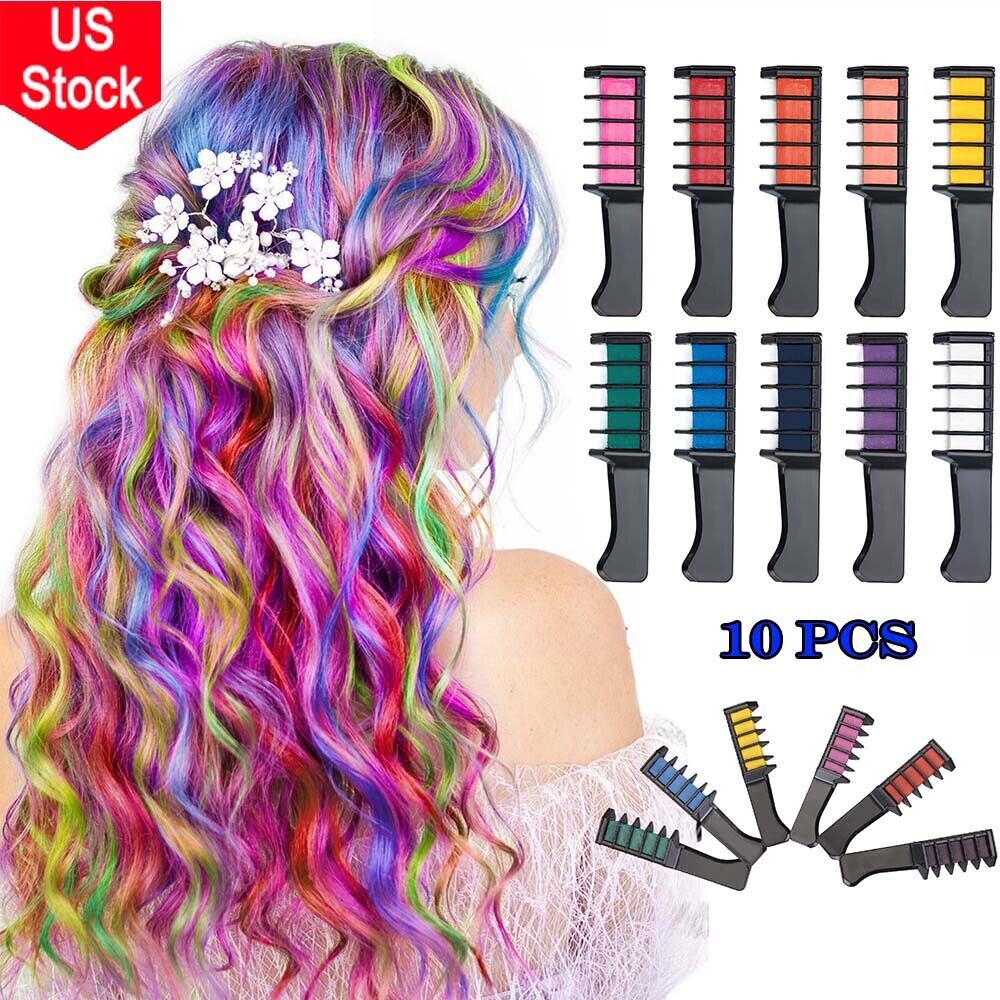 10pcs Hair Chalk Temporary Color Washable Hair Chalk Comb Cosplay Salon Kits  Hot | eBay