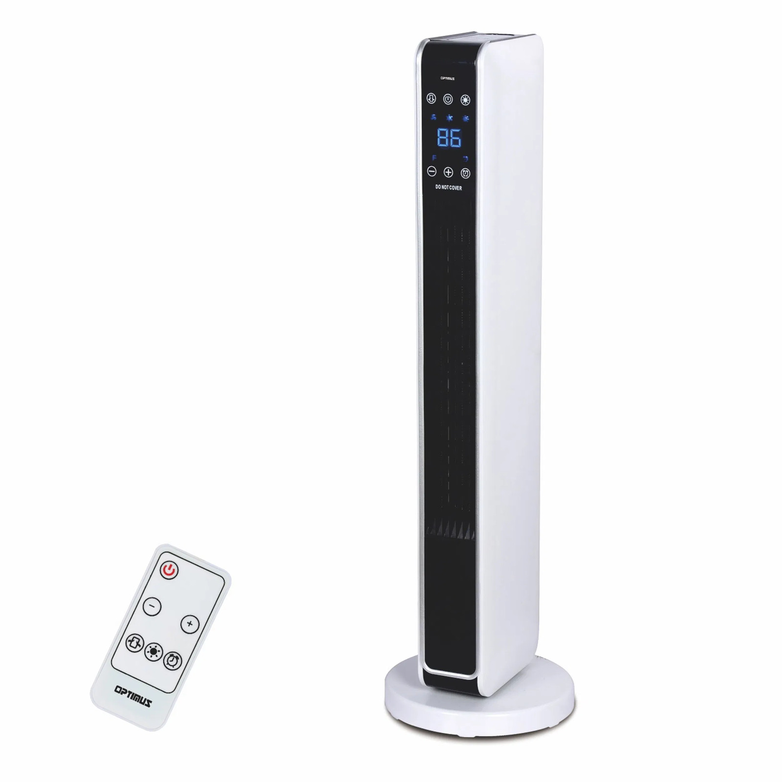 Optimus 29 in. Oscillating Tower Heater w/ Digital Temperature Readout &amp; Rem