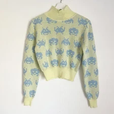NWT ZARA Womens Sweater Medium Neon Space Invaders Taito Special Edition M