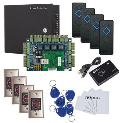 MENGQICONTROL Security Wiegand TCP/IP RFID 4 Doors Access Control System Kit ...