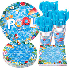 Pool Party Supplies, Summer Decorations Include Pool Party Plates, Napkins, Cups