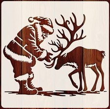 Santa Claus  Reindeer Stencil 6x6" Template Christmas DIY Painting Art Crafts