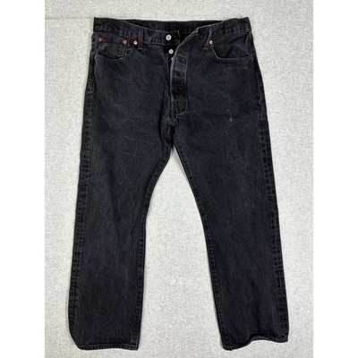 Levis 501 Jean Mens 38x30 Black Original Fit Button Fly Denim