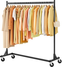 Heavy Duty Z Rack - Rolling Clothes Organizer, Sturdy Metal Garment Rack, Black