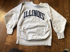 VTG 90s Champion Reverse Weave Crewneck Sweatshirt XL Illinois Heather Grey UofI