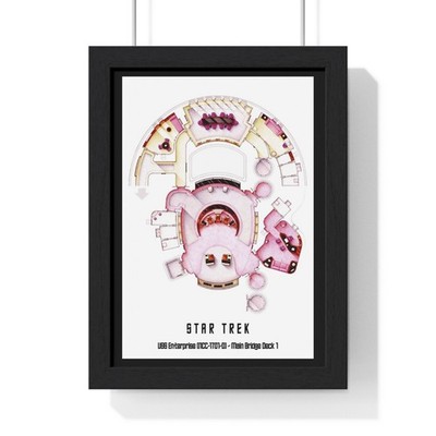 Star Trek Enterprise Bridge Poster USS NCC-1701-D Grundriss Sci-Fi Wandbild