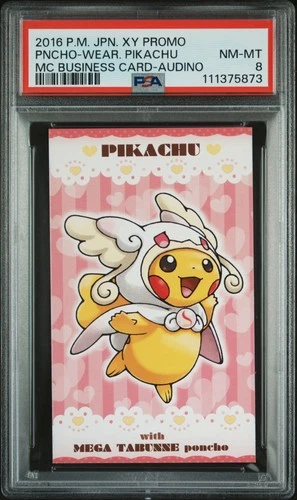 2016 POKEMON JPN STRONG CUTE PIKACHU MEGA CAMPAIGN BUSINESS CARDS PIKACHU PSA 8