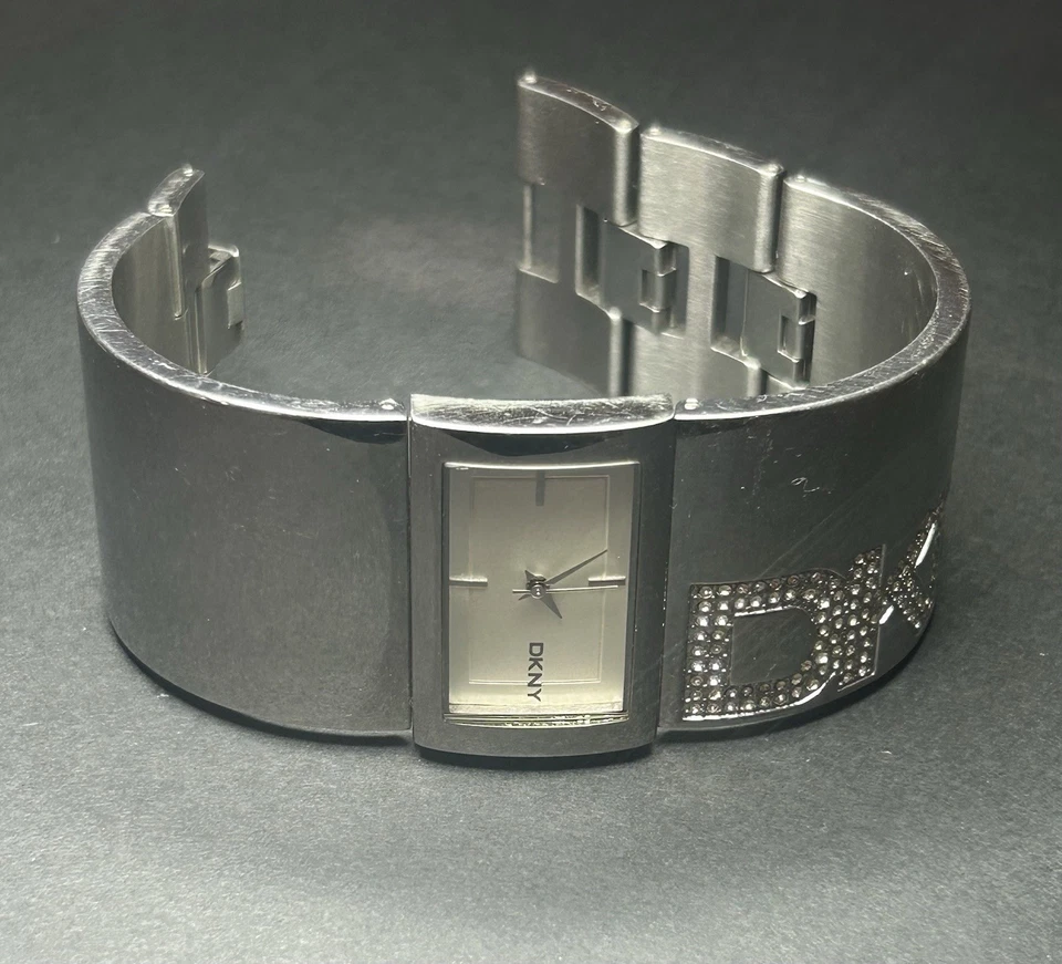 DKNY NY4667 Solid Stainless Steel Glitz Cuff Bangle Watch Women's NO Battery - Image 4 of 4