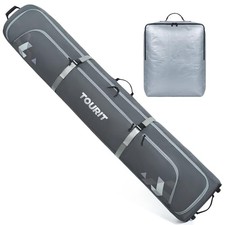 Rolling Ski Bag and Ski Boot Bag Combo, Padded Snowboard Bag Grey-1 Standard