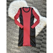 Noir Brand Women's Viscose Bodycon Knit Sweater Dress In Red & Black Size Small