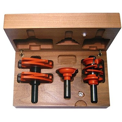 CMT 3-Piece Entry & Interior Door Router Bit Set in Hardwood Case, 1/2-Inch Shan