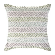 18" X 18" Green Blue Gray And White 100 Cotton Chevron Zippered Pillow