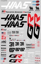 1/10 scale F1 Haas Toyota Gazoo Racing VF26 RC Car Clear Vinyl Sticker Sheet
