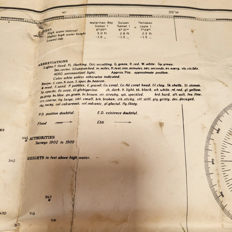 Segunda Guerra Mundial Marina 1944 Carta Náutica Islas Filipinas SAMAR EE. UU. y Estudio Geodésico Foto 4 de 4