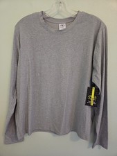 Athletic Works Women's LARGE Long Sleeve Buttercore Tee LIGHT GRAY 10626