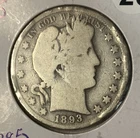 (D) Super Tough Date 1893 S Nice Details, Rim Ding Barber Half Book Filler