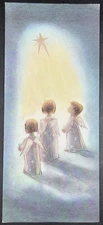 Vintage Greeting Card Christmas MCM Illustrations Angels Hampton Winsome Cherubs
