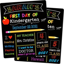 First  Last Day of School Chalkboard, 10 X 12 Inch Double Sided Back to School