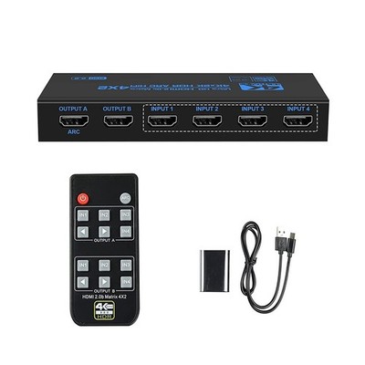 4K 60Hz HDMI Matrix Switcher Splitter 4 In 2 Out For Apple TV For Fire Stick