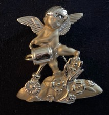 Spilla angelo cherubino oro AJC vintage giardino festa cottagecore spilla floreale firmata