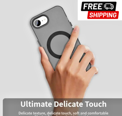 Magnetic Translucent Black Shockproof Phone Case for iPhone 17e Slim Matte Cover