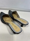 Womens Black Satin Rhinestone Pointed Toe Kitten Heel Mules Size 9.5 — photo 2